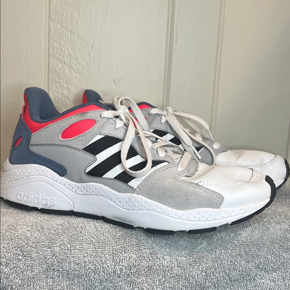 Adidas Cloudfoam sneakers white blue red mens 10